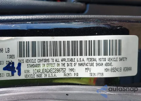 2014 Jeep Grand Cherokee Laredo z USA, uszkodzony, nr VIN 1C4RJEAGXEC290752